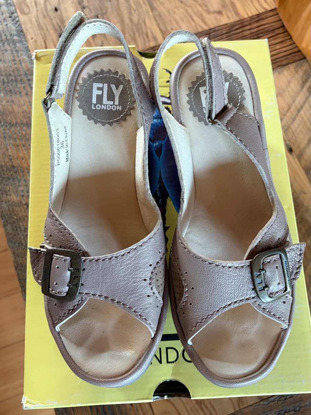 Fly London taupe wedge 36